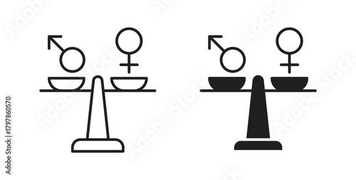 Equality icon with editable stroke and flat vector pack