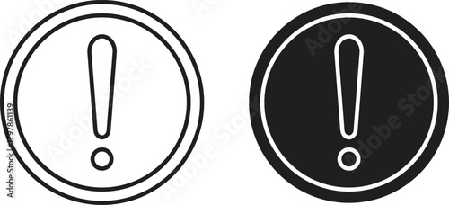 Exclamation button icon with editable stroke and flat vector pack