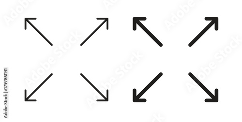 Expand icon with editable stroke and flat vector pack