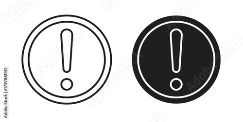 Exclamation icon with editable stroke and flat vector pack