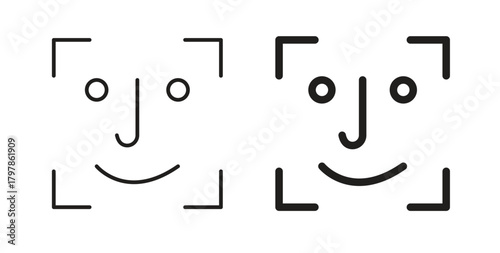 Face id icon with editable stroke and flat vector pack