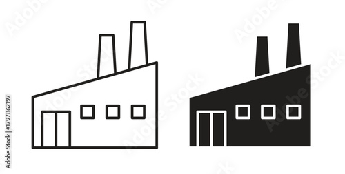 Factory icon with editable stroke and flat vector pack