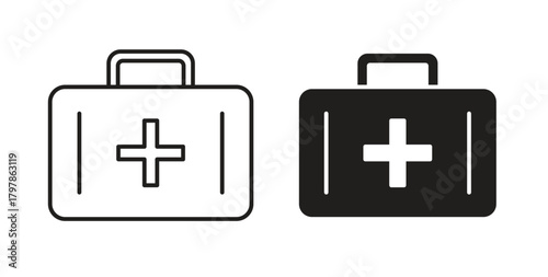 First aid icon with editable stroke and flat vector pack