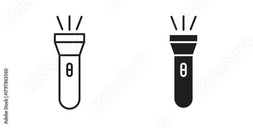 Flashlight icon with editable stroke and flat vector pack