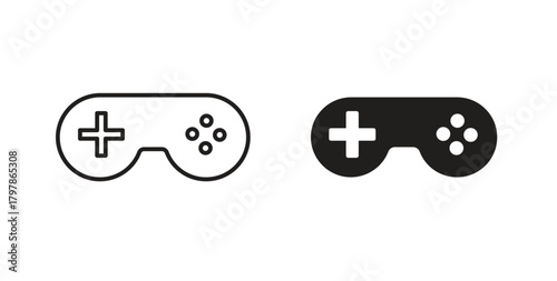Gaming controller icon with editable stroke and flat vector pack