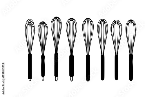 Black Vector Silhouette of Classic Kitchen Whisk - Cooking & Baking Tool
