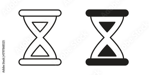 Hourglass icon with editable stroke and flat vector pack