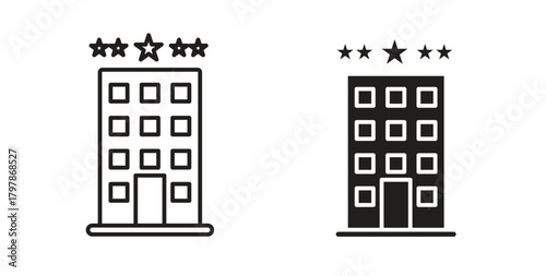 hotel icon with editable stroke and flat vector pack