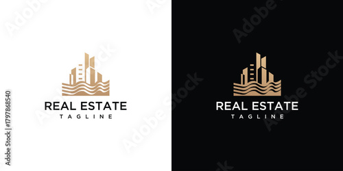 Illustration of a sea building logo. Vector logo design template elements of a sea building.	
