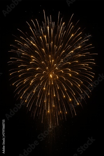 Gold fireworks in the sky