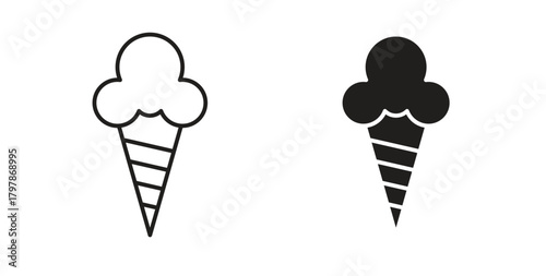 Ice cream icon with editable stroke and flat vector pack