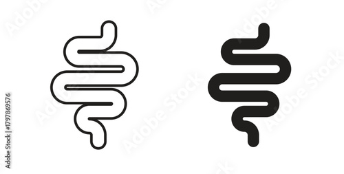 Intestine icon with editable stroke and flat vector pack