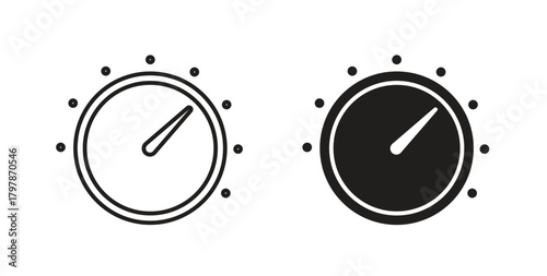 Knob icon with editable stroke and flat vector pack