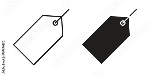 Label icon with editable stroke and flat vector pack