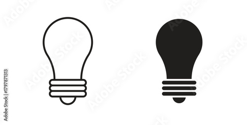 Lightbulb icon with editable stroke and flat vector pack