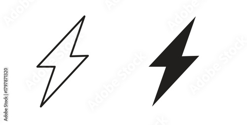 Lightning bolt icon with editable stroke and flat vector pack