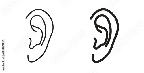 Listening icon with editable stroke and flat vector pack