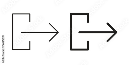 Log out icon with editable stroke and flat vector pack