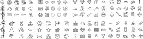 Diverse Icons Representing Business Technology And Nature