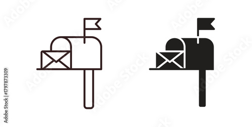 Mailbox icon with editable stroke and flat vector pack