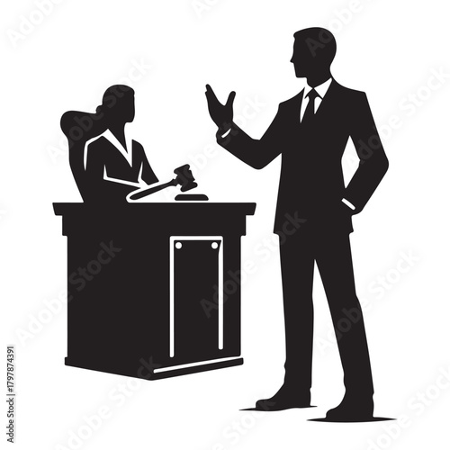 Courtroom Judge and Lawyer Silhouette