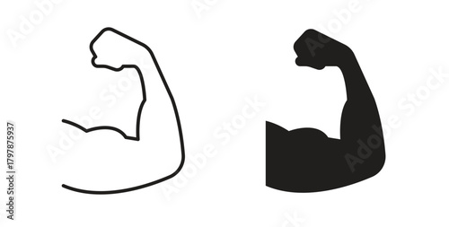 Muscle icon with editable stroke and flat vector pack