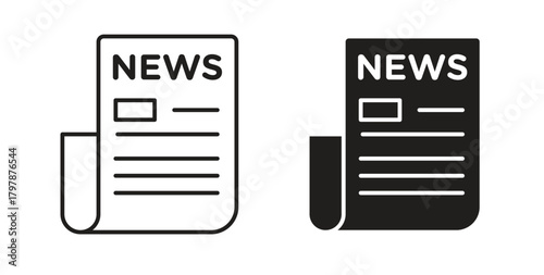 News icon with editable stroke and flat vector pack