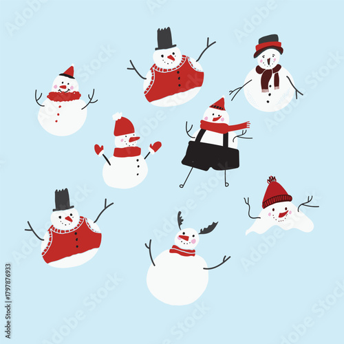 snowman seamless pattern. Perfect for your design: fabric, clothes, wrap paper
