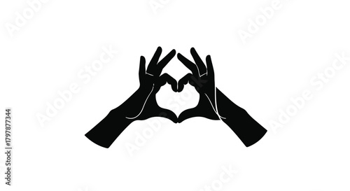 Hands forming a heart shape, symbolizing love and connection against a white background.