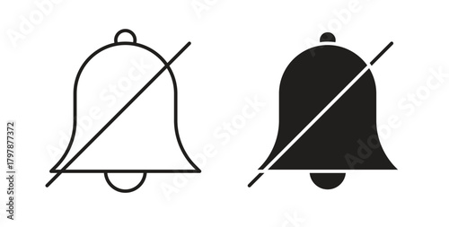 Notification off icon with editable stroke and flat vector pack