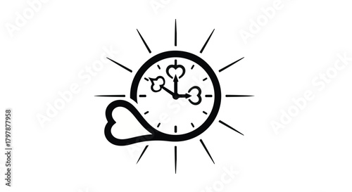 Creative clock with heart hands symbolizing love of time and timely decisions.