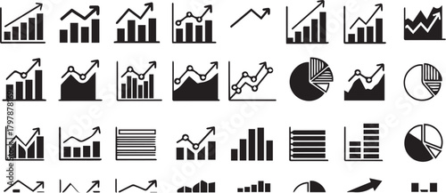 Collection of various business and financial chart icons