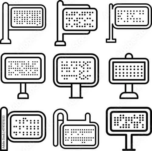 Collection of braille information signs and displays