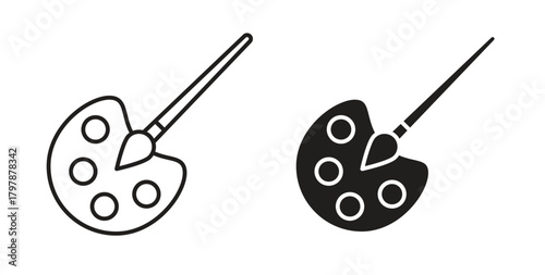 Palette icon with editable stroke and flat vector pack