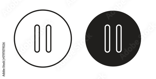 Pause icon with editable stroke and flat vector pack