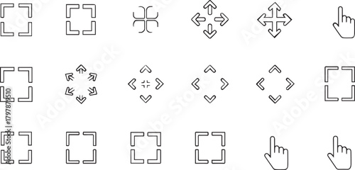 Set of user interface icons for screen resizing and navigation