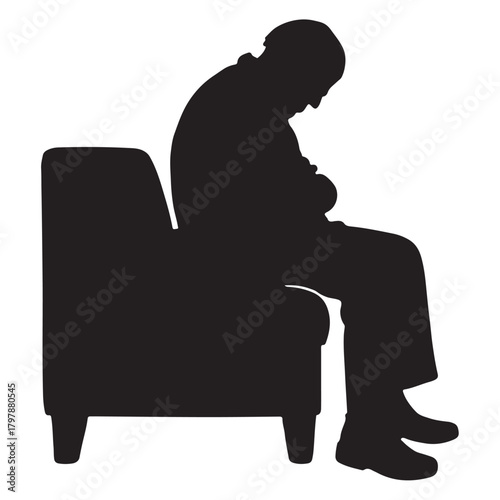 lderly Man Resting on Sofa silhouette
