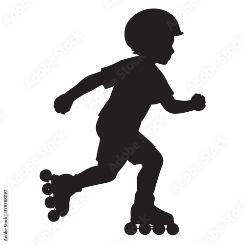 Boy Roller Skating Silhouette