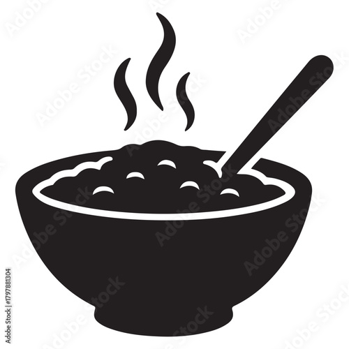 Hot Food Bowl Icon with Steam