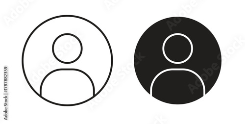 Profile icon with editable stroke and flat vector pack