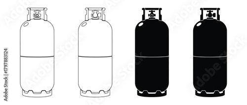 Vector illustration of gas cylinders in black and white perfect for industrial designs