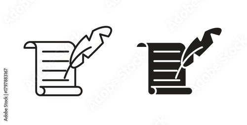 Quill icon with editable stroke and flat vector pack