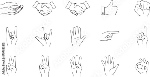 Collection of hand gesture icons