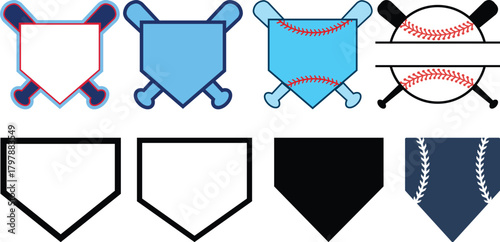 Baseball Home Plate Vector Icon. Crossed baseball. Vector Template Design. Silhouette. Playing. Home base. Sport. isolated on trnsparent background, symbol for use on web and mobile apps, logo.