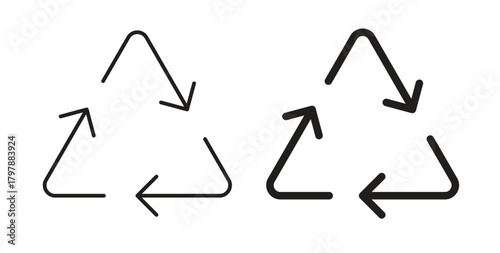 Recycle icon with editable stroke and flat vector pack