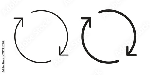 Repeat icon with editable stroke and flat vector pack