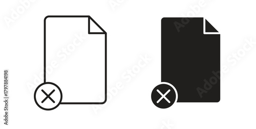 Remove file icon with editable stroke and flat vector pack