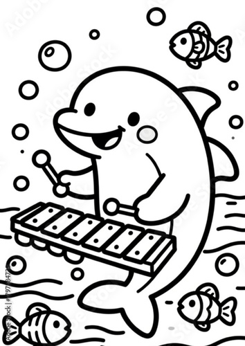 Magical Underwater World” is a series of 15 coloring illustrations with a title page. This children’s set features charming underwater characters and ocean scenes that inspire creativity.