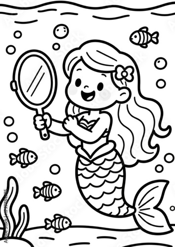 Magical Underwater World” is a series of 15 coloring illustrations with a title page. This children’s set features charming underwater characters and ocean scenes that inspire creativity.