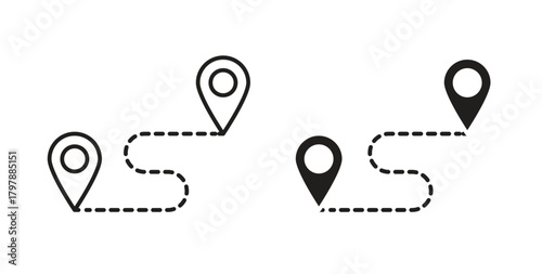 Route icon with editable stroke and flat vector pack